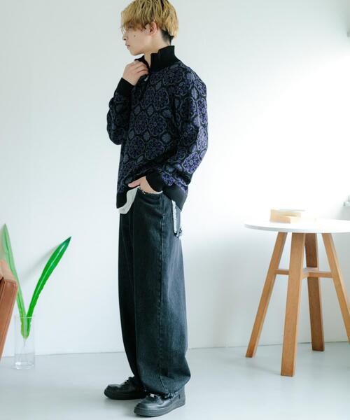 SENSE OF PLACE by URBAN RESEARCH（センスオブプレイスバイアーバンリサーチ）の「タイルジャガードハーフジップセーター（ニット/セーター・メンズ・ベージュ/ライトブルー/ブラック・MEDIUM/LARGE）」の9枚目の写真