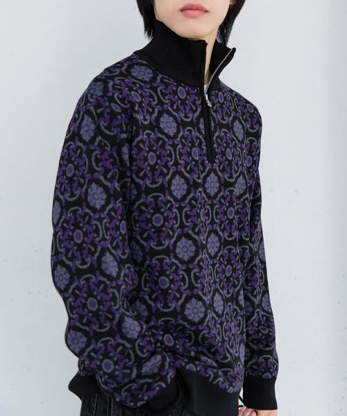 SENSE OF PLACE by URBAN RESEARCH（センスオブプレイスバイアーバンリサーチ）の「タイルジャガードハーフジップセーター（ニット/セーター・メンズ・ベージュ/ライトブルー/ブラック・MEDIUM/LARGE）」の10枚目の写真