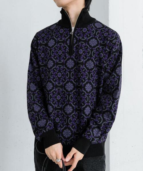 SENSE OF PLACE by URBAN RESEARCH（センスオブプレイスバイアーバンリサーチ）の「タイルジャガードハーフジップセーター（ニット/セーター・メンズ・ベージュ/ライトブルー/ブラック・MEDIUM/LARGE）」の12枚目の写真