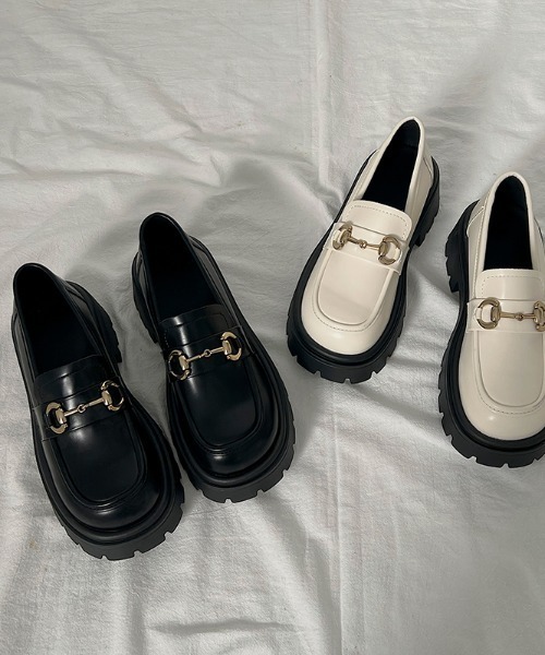 Shoes in Closet(シューズインクローゼット)の「厚底 タンクソール ビット ローファー 2452(ローファー・レディース・ブラック/アイボリー・LL/L/M/S)」の8枚目の写真