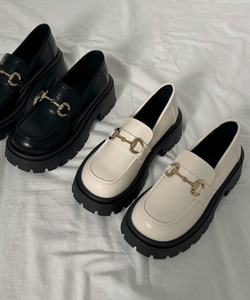 Shoes in Closet(シューズインクローゼット)の「厚底 タンクソール ビット ローファー 2452(ローファー・レディース・ブラック/アイボリー・LL/L/M/S)」の7枚目の写真