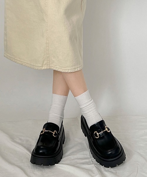 Shoes in Closet(シューズインクローゼット)の「厚底 タンクソール ビット ローファー 2452(ローファー・レディース・ブラック/アイボリー・LL/L/M/S)」の16枚目の写真
