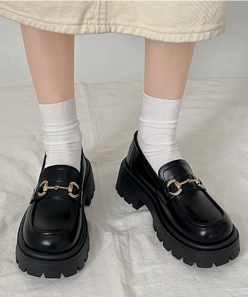 Shoes in Closet(シューズインクローゼット)の「厚底 タンクソール ビット ローファー 2452(ローファー・レディース・ブラック/アイボリー・LL/L/M/S)」の15枚目の写真