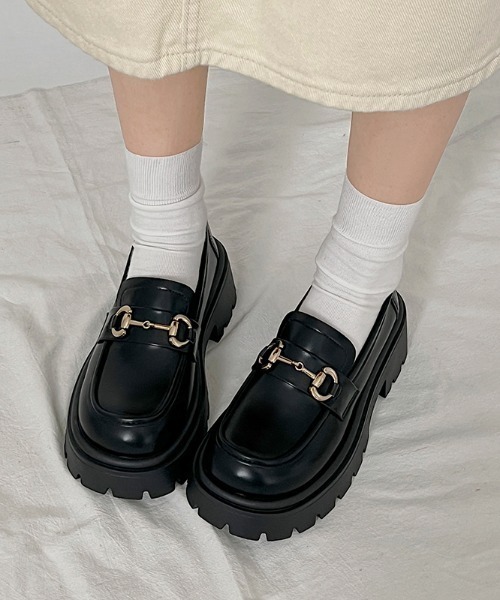 Shoes in Closet(シューズインクローゼット)の「厚底 タンクソール ビット ローファー 2452(ローファー・レディース・ブラック/アイボリー・LL/L/M/S)」の3枚目の写真