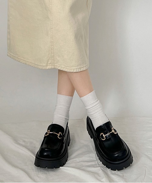 Shoes in Closet(シューズインクローゼット)の「厚底 タンクソール ビット ローファー 2452(ローファー・レディース・ブラック/アイボリー・LL/L/M/S)」の4枚目の写真