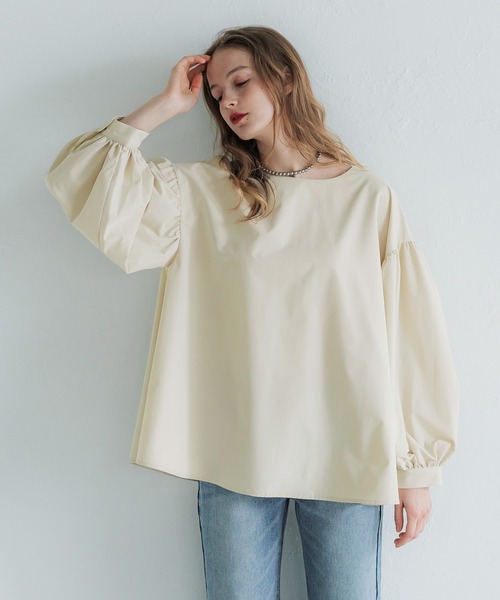 coca(coca)(コカ)の「【WEB限定セール】パリフワバックリボンAラインブラウス(シャツ/ブラウス・レディース・ライトブルー/ライトベージュ・M/L)」の1枚目の写真
