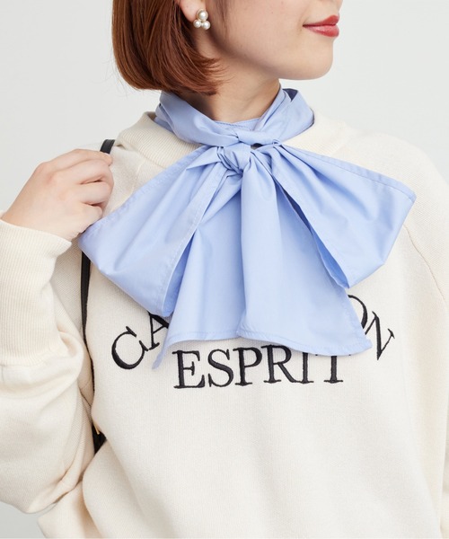 Chez toi(シェトワ)の「BIGリボンシャツ(シャツ/ブラウス・レディース・サックスブルー/オフホワイト/ブラック・FREE)」の3枚目の写真