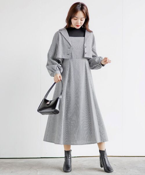 パイピングジャケット×キャミワンピセット – pium