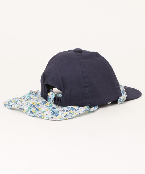 HAKKA BABY（ハッカベビー）の「[ベビー]花柄フリル日よけ付きキャップ（キャップ・キッズ・ピンク/ネイビー・S）」の3枚目の写真