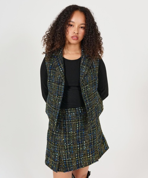 TINA：JOJUN（ティーナジョジュン）の「ファンシー ツイードベスト TINA：JOJUN（ベスト・レディース・ピンク/ネイビー・M）」の2枚目の写真