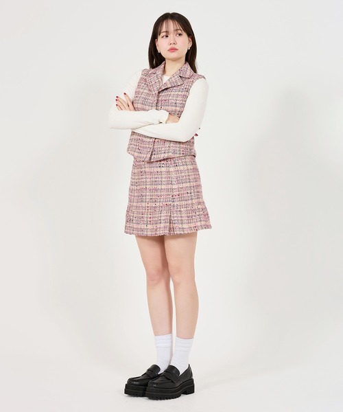 TINA：JOJUN（ティーナジョジュン）の「ファンシー ツイードベスト TINA：JOJUN（ベスト・レディース・ピンク/ネイビー・M）」の13枚目の写真