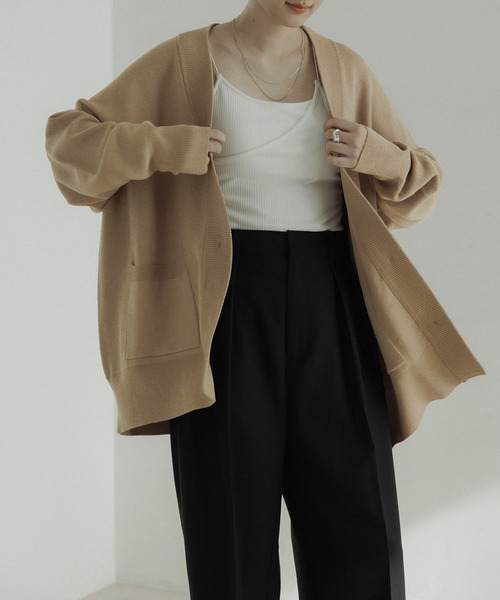 CE'E_SE'E（シーシー）の「オーバーサイズ Vネックカーディガン（カーディガン/ボレロ・レディース・ベージュ/ブラック・FREE）」の14枚目の写真