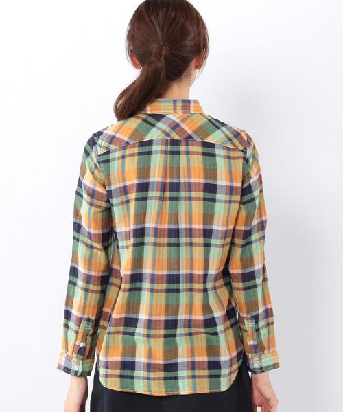 coen（コーエン）の「ダブルガーゼビッグチェックシャツ（シャツ/ブラウス・レディース・ターコイズブルー/オレンジ/ピンク・LARGE/SMALL/MEDIUM）」の17枚目の写真