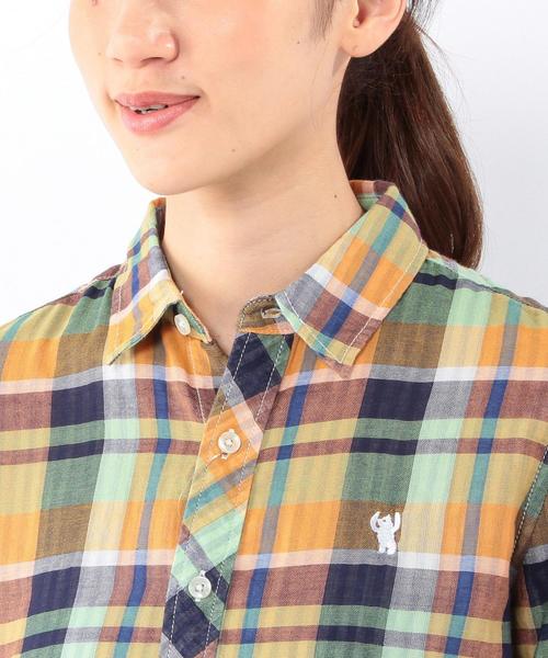 coen（コーエン）の「ダブルガーゼビッグチェックシャツ（シャツ/ブラウス・レディース・ターコイズブルー/オレンジ/ピンク・LARGE/SMALL/MEDIUM）」の12枚目の写真