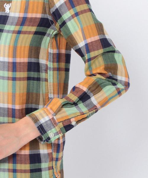coen（コーエン）の「ダブルガーゼビッグチェックシャツ（シャツ/ブラウス・レディース・ターコイズブルー/オレンジ/ピンク・LARGE/SMALL/MEDIUM）」の13枚目の写真