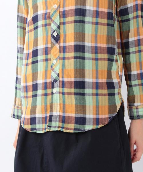 coen（コーエン）の「ダブルガーゼビッグチェックシャツ（シャツ/ブラウス・レディース・ターコイズブルー/オレンジ/ピンク・LARGE/SMALL/MEDIUM）」の14枚目の写真