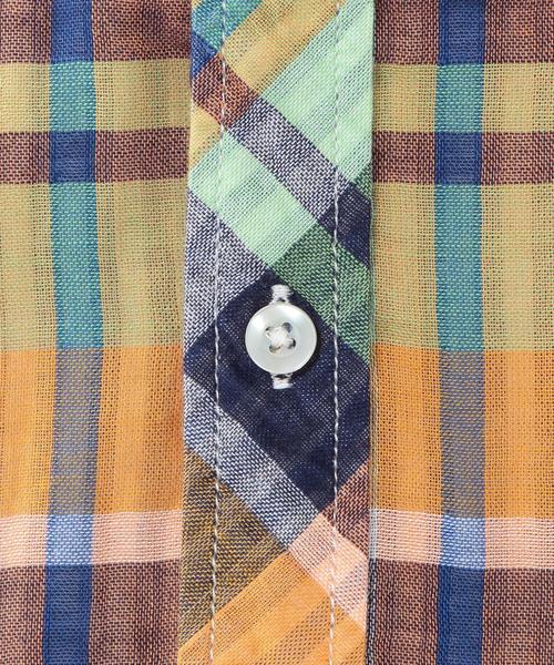 coen（コーエン）の「ダブルガーゼビッグチェックシャツ（シャツ/ブラウス・レディース・ターコイズブルー/オレンジ/ピンク・LARGE/SMALL/MEDIUM）」の15枚目の写真