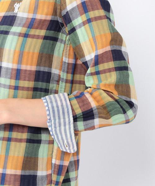 coen（コーエン）の「ダブルガーゼビッグチェックシャツ（シャツ/ブラウス・レディース・ターコイズブルー/オレンジ/ピンク・LARGE/SMALL/MEDIUM）」の5枚目の写真
