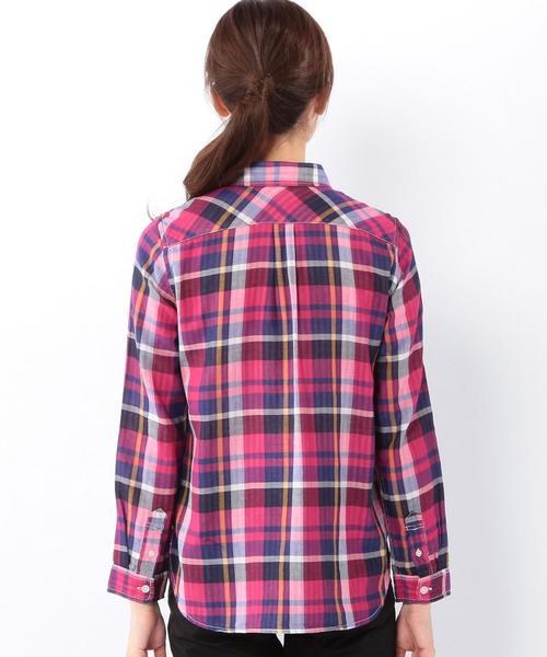 coen（コーエン）の「ダブルガーゼビッグチェックシャツ（シャツ/ブラウス・レディース・ターコイズブルー/オレンジ/ピンク・LARGE/SMALL/MEDIUM）」の6枚目の写真