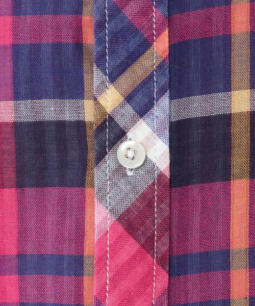 coen（コーエン）の「ダブルガーゼビッグチェックシャツ（シャツ/ブラウス・レディース・ターコイズブルー/オレンジ/ピンク・LARGE/SMALL/MEDIUM）」の7枚目の写真