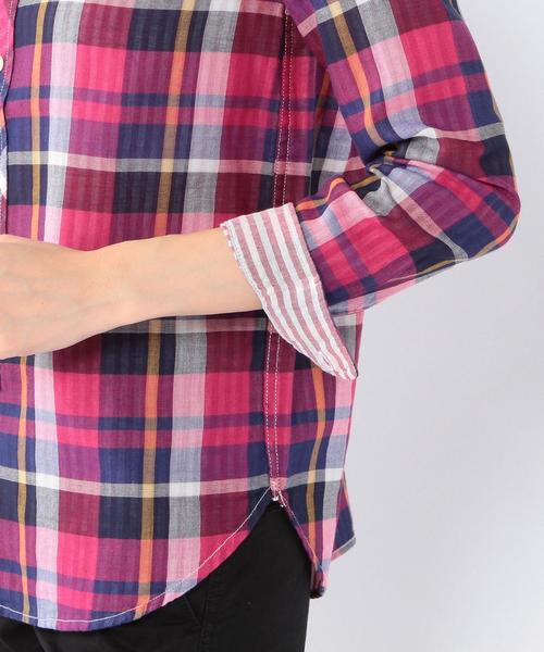 coen（コーエン）の「ダブルガーゼビッグチェックシャツ（シャツ/ブラウス・レディース・ターコイズブルー/オレンジ/ピンク・LARGE/SMALL/MEDIUM）」の8枚目の写真