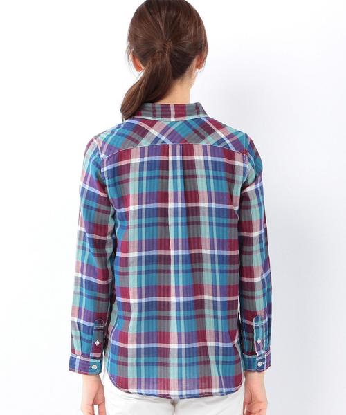 coen（コーエン）の「ダブルガーゼビッグチェックシャツ（シャツ/ブラウス・レディース・ターコイズブルー/オレンジ/ピンク・LARGE/SMALL/MEDIUM）」の9枚目の写真