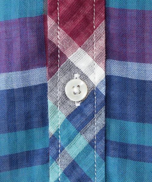 coen（コーエン）の「ダブルガーゼビッグチェックシャツ（シャツ/ブラウス・レディース・ターコイズブルー/オレンジ/ピンク・LARGE/SMALL/MEDIUM）」の10枚目の写真