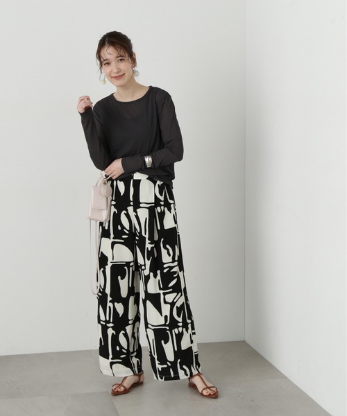 N.（N. Natural Beauty Basic）（エヌエヌナチュラルビューティーベーシック）の「◆スラブシアーロンＴ（Tシャツ/カットソー・レディース・ライトグリーン/チャコールグレー/オフホワイト・MEDIUM）」の21枚目の写真