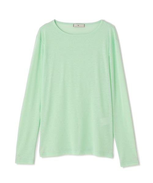 N.（N. Natural Beauty Basic）（エヌエヌナチュラルビューティーベーシック）の「◆スラブシアーロンＴ（Tシャツ/カットソー・レディース・ライトグリーン/チャコールグレー/オフホワイト・MEDIUM）」の8枚目の写真