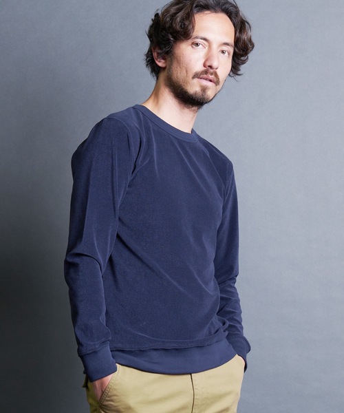 Magine(マージン)の「MICRO PILE P/O KNITSAW L/S:マイクロパイル プルオーバーニットソー ロングスリーブ 24SS(スウェット・メンズ・ホワイト/ブラック/チャコールグレー/ネイビー・44/48/46)」の4枚目の写真