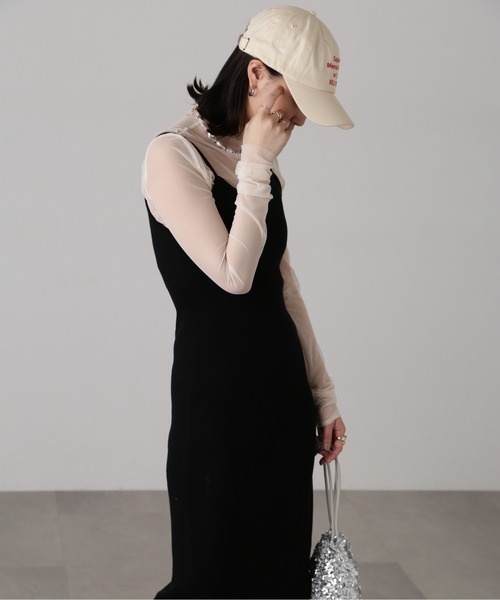 FREE'S MART（フリーズマート）の「［セットアップ対応］Iラインリブニットワンピース（ワンピース・レディース・ベージュ/ライトグリーン/ブラック・FREE）」の4枚目の写真