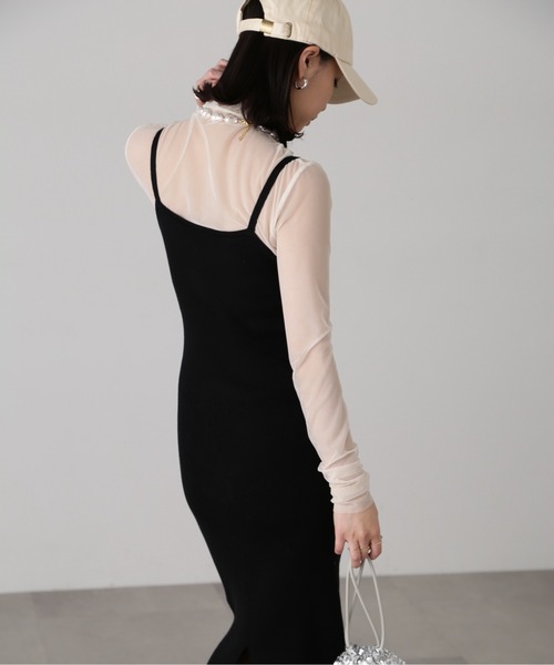 FREE'S MART（フリーズマート）の「［セットアップ対応］Iラインリブニットワンピース（ワンピース・レディース・ベージュ/ライトグリーン/ブラック・FREE）」の5枚目の写真