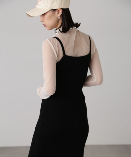 FREE'S MART（フリーズマート）の「［セットアップ対応］Iラインリブニットワンピース（ワンピース・レディース・ベージュ/ライトグリーン/ブラック・FREE）」の6枚目の写真