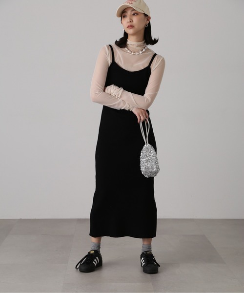 FREE'S MART（フリーズマート）の「［セットアップ対応］Iラインリブニットワンピース（ワンピース・レディース・ベージュ/ライトグリーン/ブラック・FREE）」の7枚目の写真