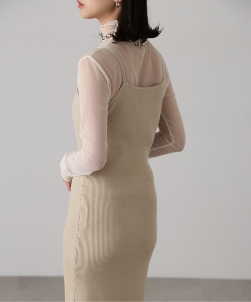 FREE'S MART（フリーズマート）の「［セットアップ対応］Iラインリブニットワンピース（ワンピース・レディース・ベージュ/ライトグリーン/ブラック・FREE）」の14枚目の写真