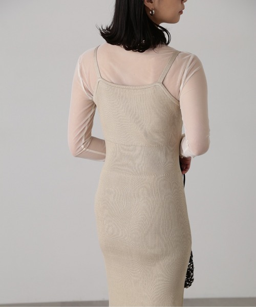 FREE'S MART（フリーズマート）の「［セットアップ対応］Iラインリブニットワンピース（ワンピース・レディース・ベージュ/ライトグリーン/ブラック・FREE）」の15枚目の写真