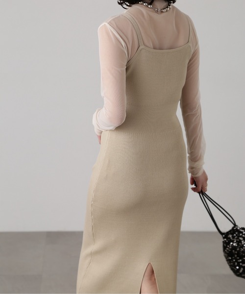 FREE'S MART（フリーズマート）の「［セットアップ対応］Iラインリブニットワンピース（ワンピース・レディース・ベージュ/ライトグリーン/ブラック・FREE）」の17枚目の写真