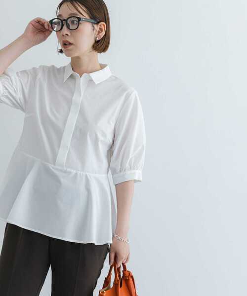 「F by ROSSO」 長袖シャツ FREE ネイビー レディース F by ROSSO ブラウス シャツ ROSSO ウォッシャブルサテンTシャツ