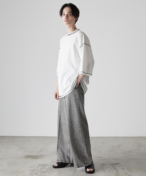 CIASENSE(シアセンス)の「Hand-stitched oversized T-shirt/ハンドステッチ オーバーサイズTシャツ(Tシャツ/カットソー・メンズ・チャコールグレー/ホワイト/ブラック・S/M/L)」の5枚目の写真