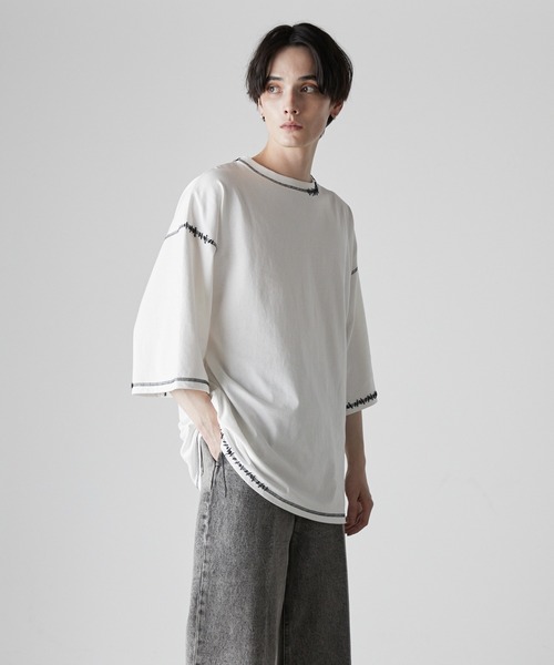 CIASENSE(シアセンス)の「Hand-stitched oversized T-shirt/ハンドステッチ オーバーサイズTシャツ(Tシャツ/カットソー・メンズ・チャコールグレー/ホワイト/ブラック・S/M/L)」の8枚目の写真