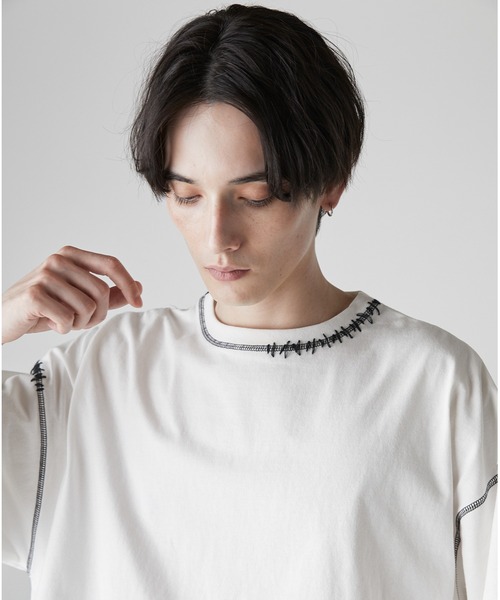 CIASENSE(シアセンス)の「Hand-stitched oversized T-shirt/ハンドステッチ オーバーサイズTシャツ(Tシャツ/カットソー・メンズ・チャコールグレー/ホワイト/ブラック・S/M/L)」の16枚目の写真