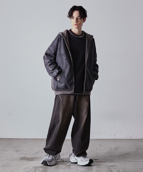 hug o war VINTAGE CHIC オーバーサイズTシャツ グレー HUG.U Tシャツ 綿100％ オーバーサイズ レディース 半袖 ロング