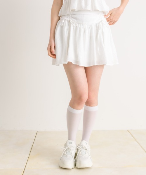 OLIVE des OLIVE（オリーブデオリーブ）の「ドロストリボンミニスカート（スカート・レディース・ブラック/オフホワイト/ブラック系/サックスブルー・FREE）」の7枚目の写真