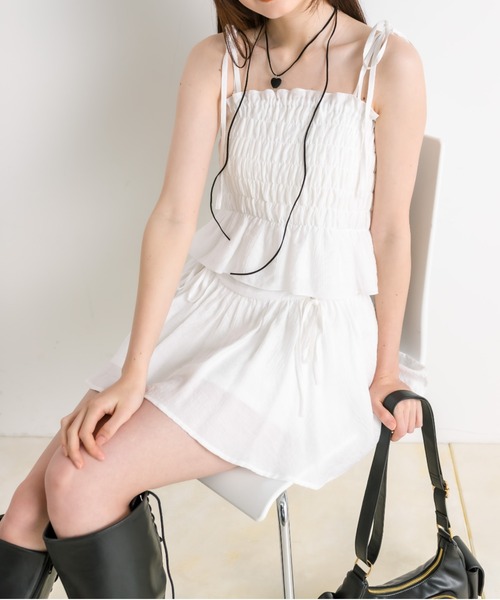 OLIVE des OLIVE（オリーブデオリーブ）の「ドロストリボンミニスカート（スカート・レディース・ブラック/オフホワイト/ブラック系/サックスブルー・FREE）」の6枚目の写真