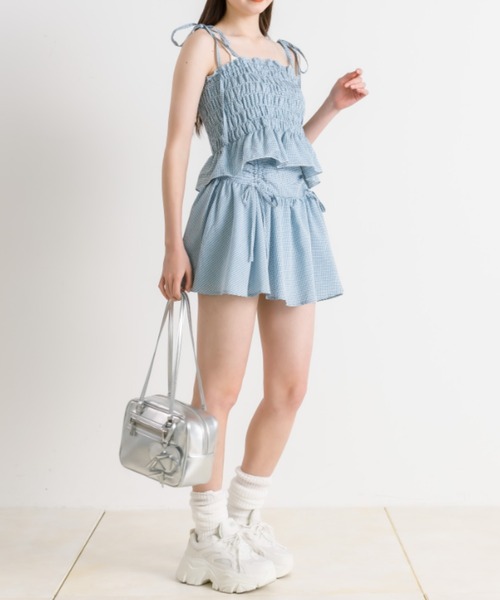 OLIVE des OLIVE（オリーブデオリーブ）の「ドロストリボンミニスカート（スカート・レディース・ブラック/オフホワイト/ブラック系/サックスブルー・FREE）」の15枚目の写真