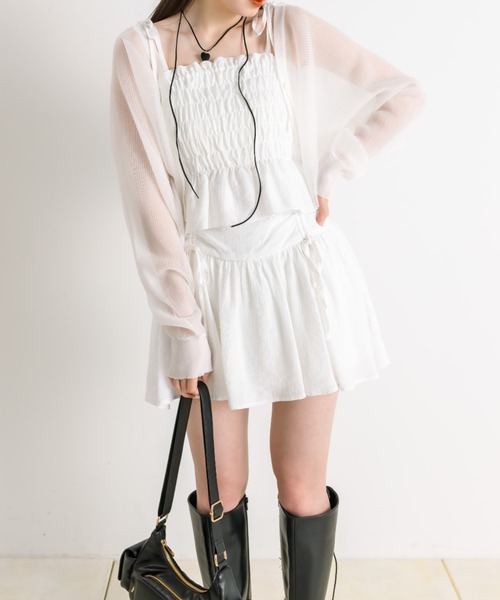 OLIVE des OLIVE（オリーブデオリーブ）の「ドロストリボンミニスカート（スカート・レディース・ブラック/オフホワイト/ブラック系/サックスブルー・FREE）」の5枚目の写真