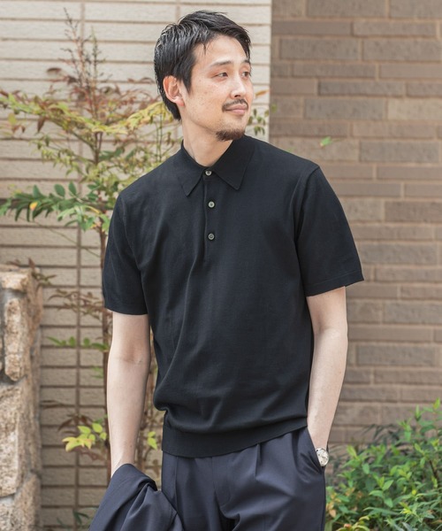 URBAN RESEARCH DOORS(アーバンリサーチドアーズ)の「『UR TECH ひやサラクール』LIFE STYLE TAILOR ニットポロシャツ(ポロシャツ・メンズ・ブラウン/ブラック/グレー系その他/アイボリー・LARGE/MEDIUM)」の3枚目の写真