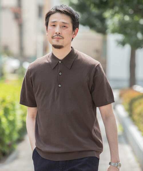 URBAN RESEARCH DOORS(アーバンリサーチドアーズ)の「『UR TECH ひやサラクール』LIFE STYLE TAILOR ニットポロシャツ(ポロシャツ・メンズ・ブラウン/ブラック/グレー系その他/アイボリー・LARGE/MEDIUM)」の6枚目の写真