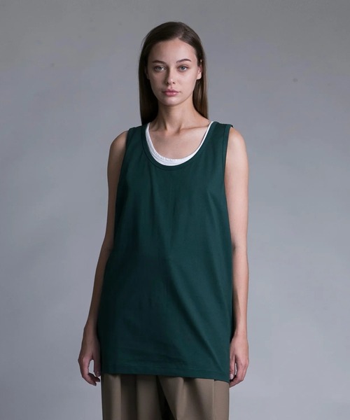 my beautiful landlet(マイビューティフルランドレット)の「【my beautiful landlet】MERCERIZATION JERSEY STANDARD TANK TOP(タンクトップ・メンズ・ブラック/ネイビー/パープル/ホワイト/ベージュ/グリーン・0/1/2)」の4枚目の写真