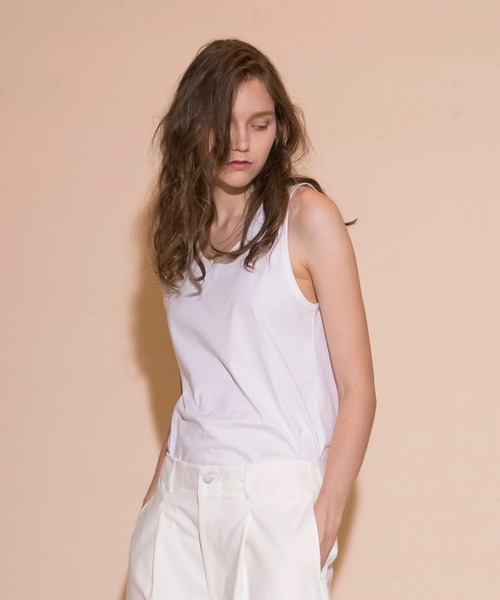 my beautiful landlet(マイビューティフルランドレット)の「【my beautiful landlet】MERCERIZATION JERSEY STANDARD TANK TOP(タンクトップ・メンズ・ブラック/ネイビー/パープル/ホワイト/ベージュ・0/1/2)」の7枚目の写真